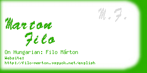 marton filo business card